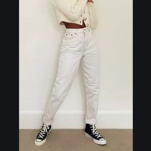 Topshop TALL Ecru Mom Tapered Jeans